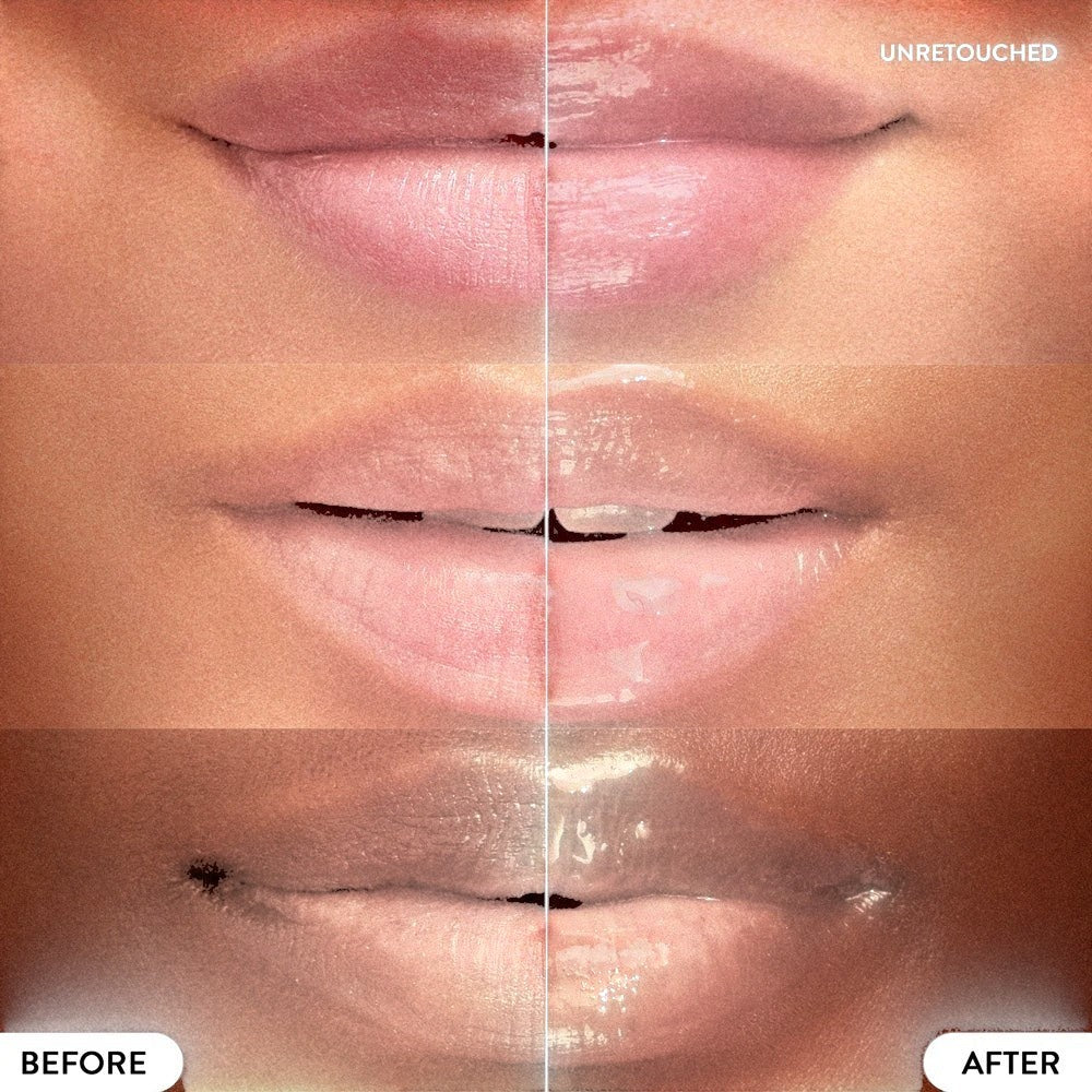 bareskin.lt LANEIGE Gummy Bear Lip Sleeping Mask showing before and after results on diverse skin tones