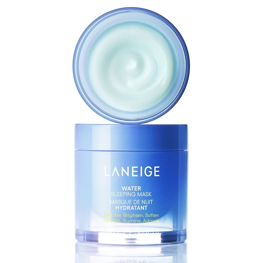 bareskin.lt Laneige Water Sleeping Mask in a blue jar with a creamy light blue texture visible in the open lid.