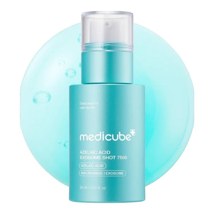 Medicube Azelaic Acid Exosome Shot 7500 serum in a teal bottle from bareskin.lt for blemish-prone skin.
