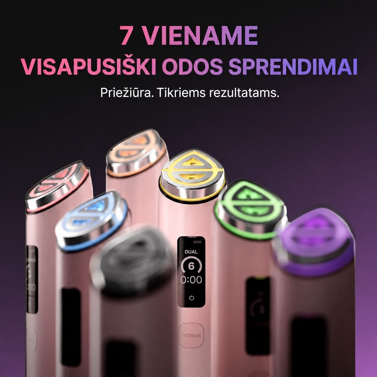 bareskin.lt Medicube AGE-R Booster Pro skincare device showing multiple LED light modes for facial rejuvenation