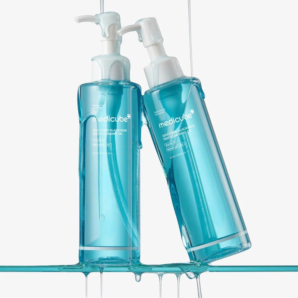 bareskin.lt Medicube Zero Pore Blackhead Deep Cleansing Oil valomasis aliejus tirpdo makiažą, perteklinius riebalus ir nešvarumus, padėdami pašalinti inkštirus