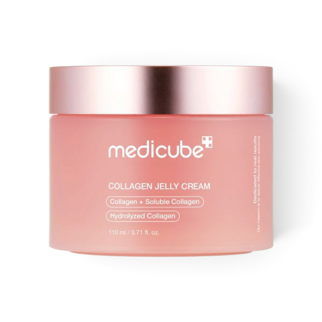 bareskin.lt Medicube Collagen Jelly Cream kremas-gelis, padedantis kovoti su senėjimo požymiais, praturtintas 98% hidrolizuoto kolageno ir elastinu, kurie gerina odos elastingumą ir mažina raukšles