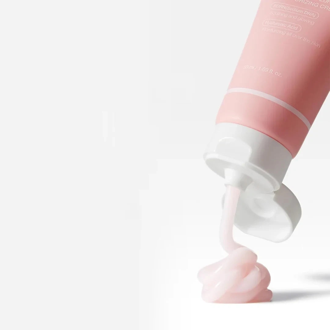 bareskin.lt Medicube PDRN Pink Hyaluronic Moisturizing Cream veido kremas su PDRN, niacinamidu ir hialurono rūgštimis intensyviai drėkina, palaiko odos barjerą ir padeda išlaikyti tolygesnę spalvą