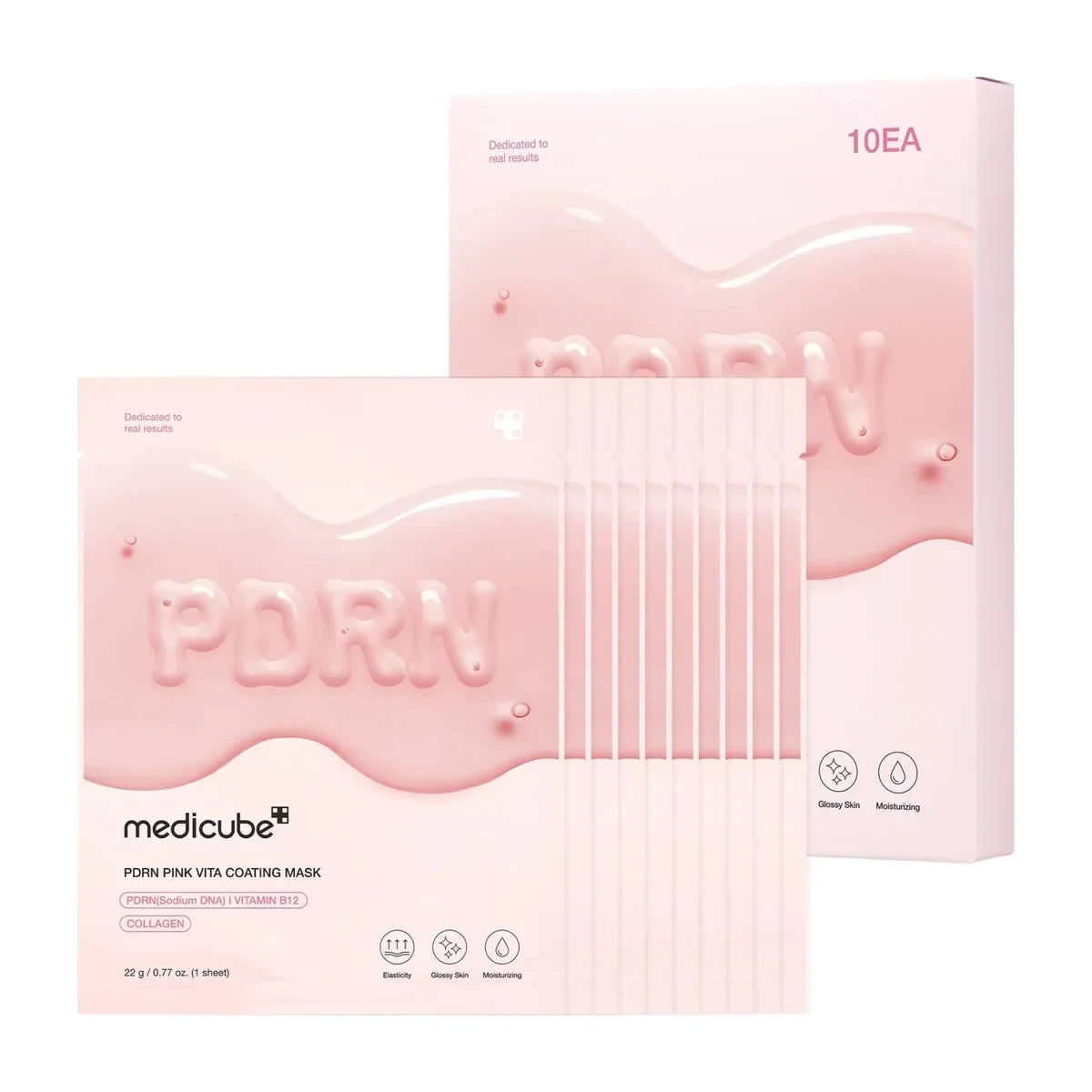 bareskin.lt Medicube PDRN Pink Vita Coating Mask veido kaukė su PDRN, vitaminu B12 ir kolagenu skirta nelygaus tono, papilkėjusios bei stangrumą praradusios odos priežiūrai