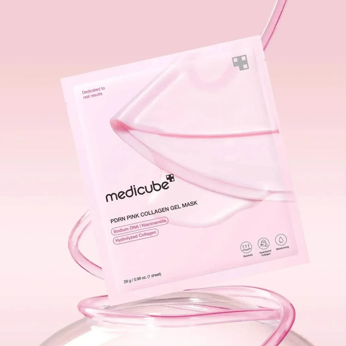 bareskin.lt Medicube PDRN Pink Collagen Gel Mask intensyviai drėkinanti ir regeneruojanti veido kaukė suteikia odai švelnumo, skaistumo ir stangrumo
