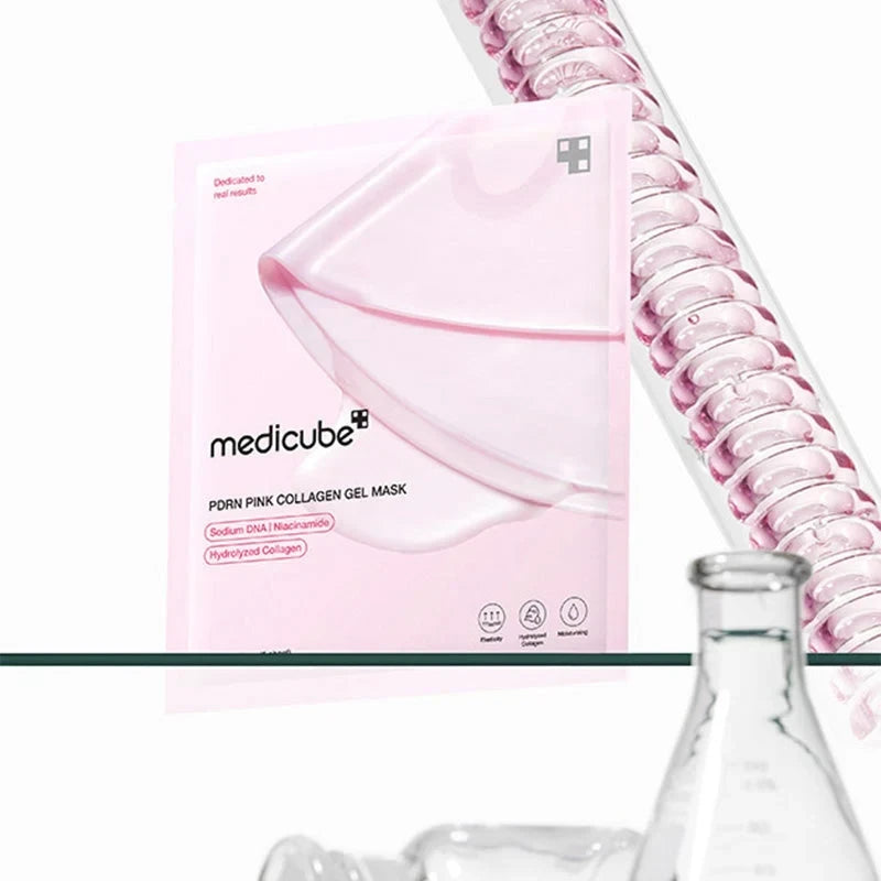 bareskin.lt Medicube PDRN Pink Collagen Gel Mask intensyviai drėkinanti ir regeneruojanti veido kaukė suteikia odai švelnumo, skaistumo ir stangrumo
