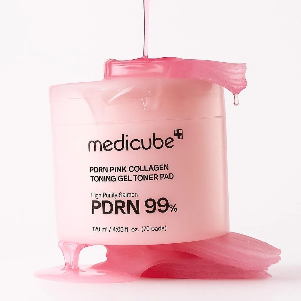 bareskin.lt medicube PDRN Pink Collagen Toning Gel Toner Pads toniko padeliai su PDRN (Sodium DNA) skirti kasdienei odos priežiūrai, palaikant odos komfortą, drėgmės balansą ir prižiūrėtos odos būklę
