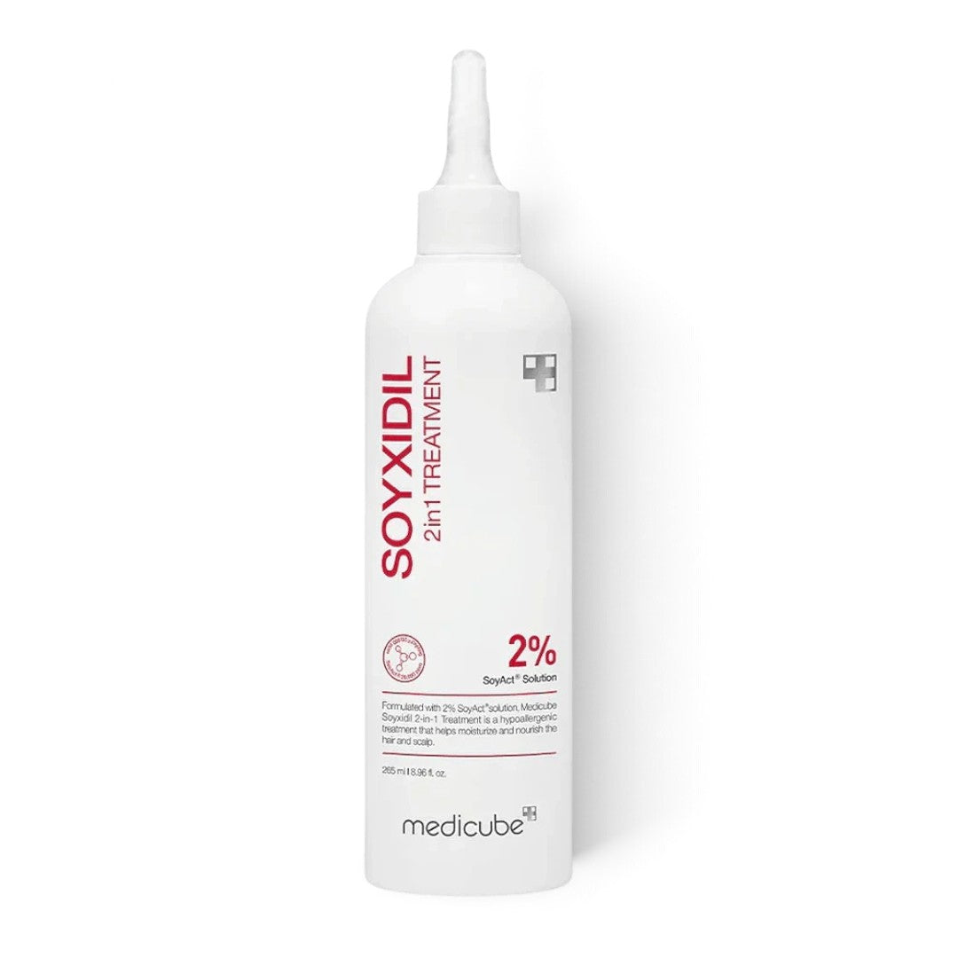 Medicube Soyxidil 2in1 Treatment hair and scalp mask from bareskin.lt in a white bottle with a precision tip