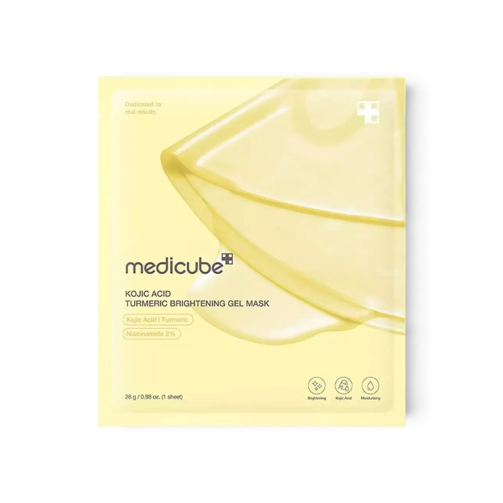 bareskin.lt Medicube Kojic Acid Turmeric Brightening Gel Mask hidrogelinė veido kaukė sukurta suteikti odai skaistumo ir gyvybingumo pojūtį