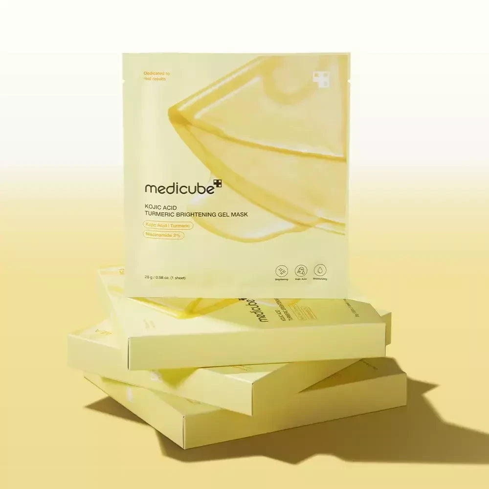 bareskin.lt Medicube Kojic Acid Turmeric Brightening Gel Mask hidrogelinė veido kaukė sukurta suteikti odai skaistumo ir gyvybingumo pojūtį