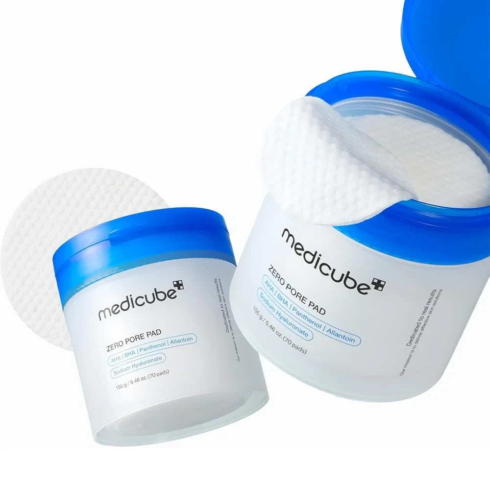 bareskin.lt Medicube Zero Pore Pad 2.0 toner pads toniko padeliai su AHA vaisių kompleksu, sudarytu iš natūralių ekstraktų, švelniai šveičia, valo ir siaurina poras bei reguliuoja sebumo gamybą