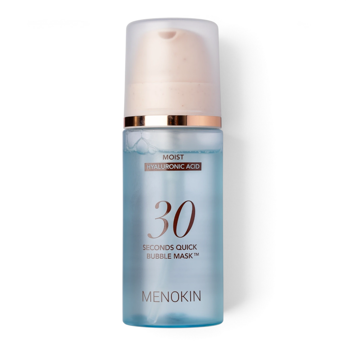 bareskin.lt MENOKIN 30 Seconds Quick Bubble Mask Moist in a blue pump bottle with a frosted cap