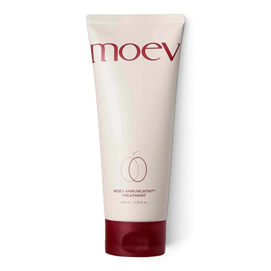 bareskin.lt MOEV Annurcatin Treatment hair conditioner in a beige tube with a deep red cap for damaged hair.