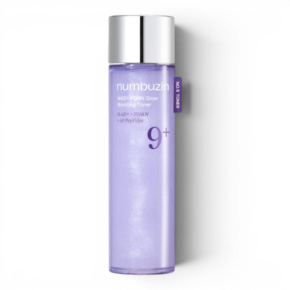 bareskin.lt Numbuzin No.9 NAD PDRN Glow Boosting Toner in a purple bottle for radiant and hydrated skin.