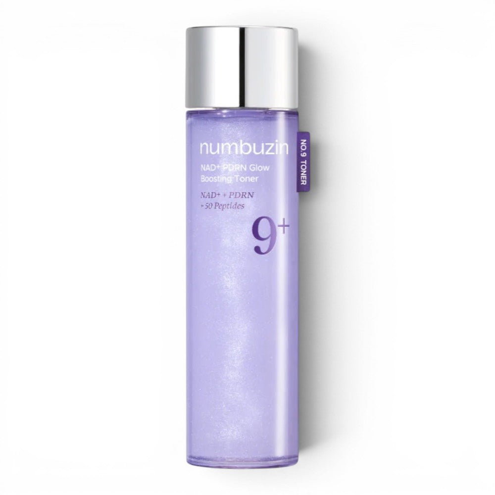 bareskin.lt Numbuzin No.9 NAD PDRN Glow Boosting Toner in a purple bottle for radiant and hydrated skin.