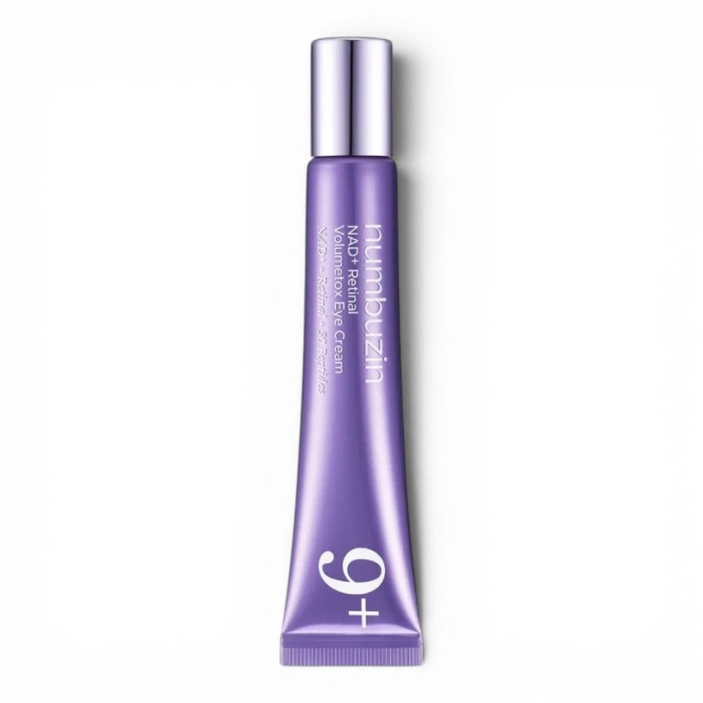 bareskin.lt Numbuzin No.9 NAD+ Retinal Volumetox Eye Cream in a purple squeeze tube for firming and elasticity.