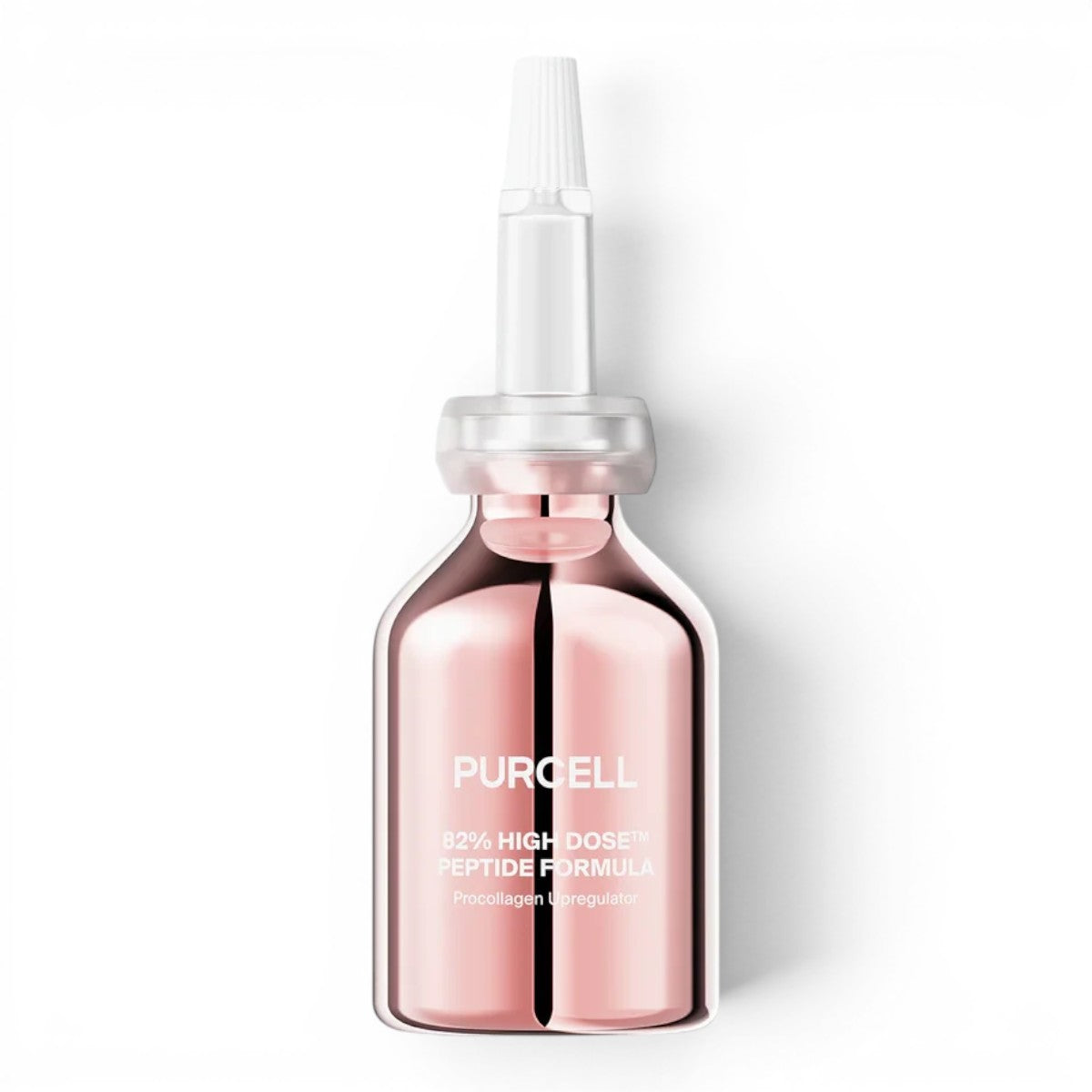 bareskin.lt PURCELL 82% High Dose Peptide Formula serum in a metallic rose gold dropper bottle for mature skin