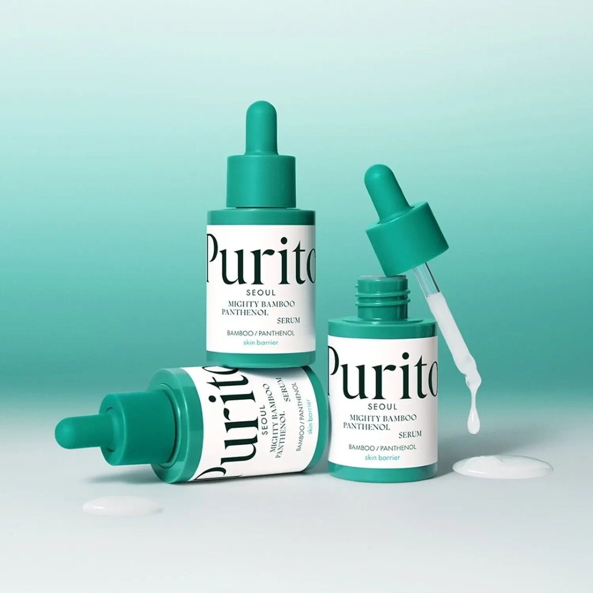 bareskin.lt Purito Seoul Mighty Bamboo Panthenol Serum veido serumas su pantenoliu, sukurtas jautrios ir drėgmę praradusios odos kasdienei priežiūrai