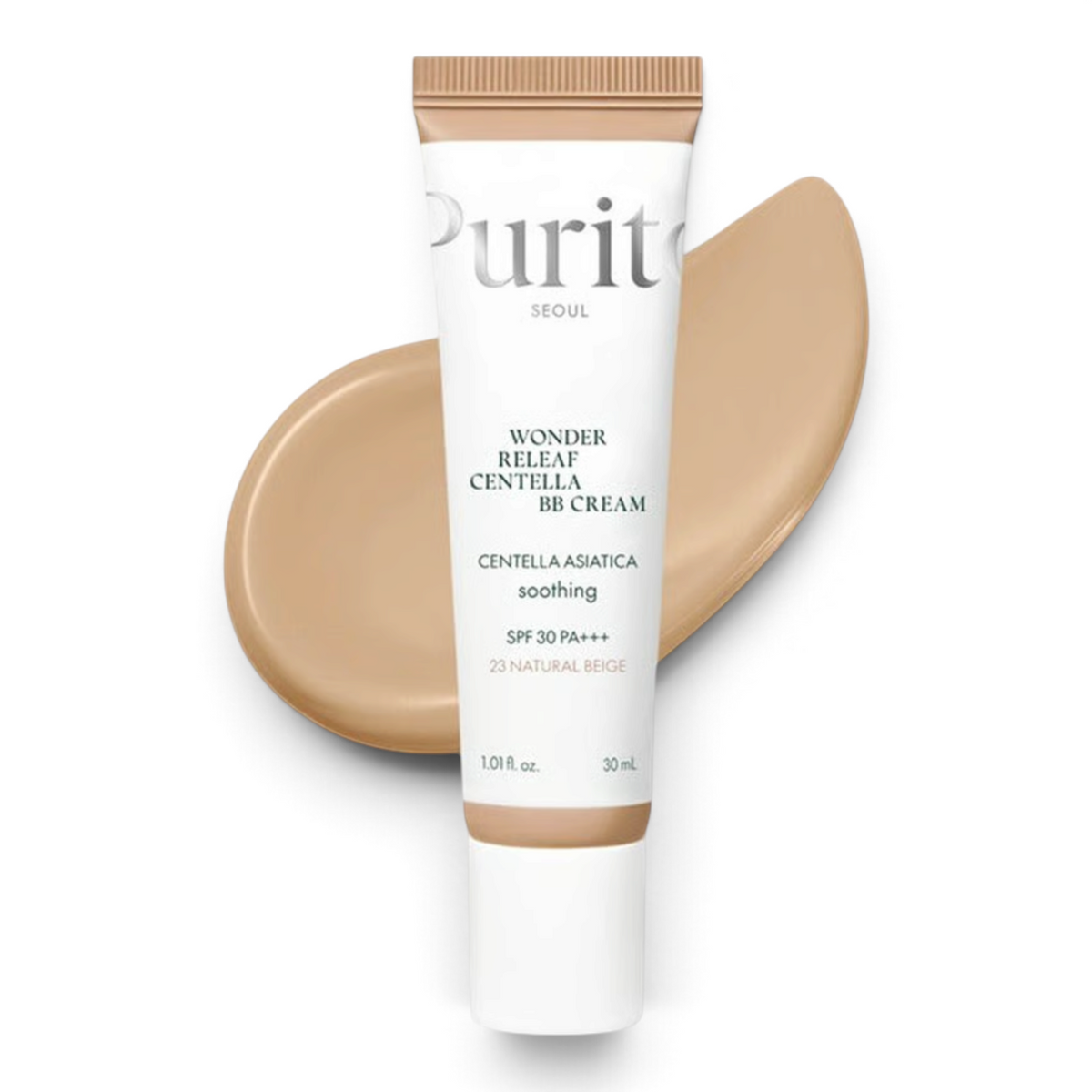 bareskin.lt Purito SEOUL Wonder Releaf Centella BB Cream in shade 13 Neutral Ivory with SPF 30 PA+++ BB kremas su SPF 30 PA+++ apsaugo odą nuo kenksmingų saulės spindulių ir efektyviai maskuoja išsiplėtusias poras bei kitus odos netobulumus