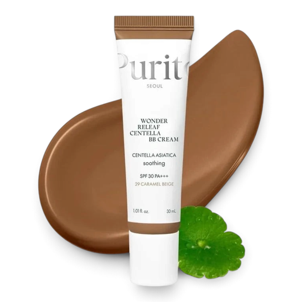 bareskin.lt Purito SEOUL Wonder Releaf Centella BB Cream in shade 13 Neutral Ivory with SPF 30 PA+++ BB kremas su SPF 30 PA+++ apsaugo odą nuo kenksmingų saulės spindulių ir efektyviai maskuoja išsiplėtusias poras bei kitus odos netobulumus