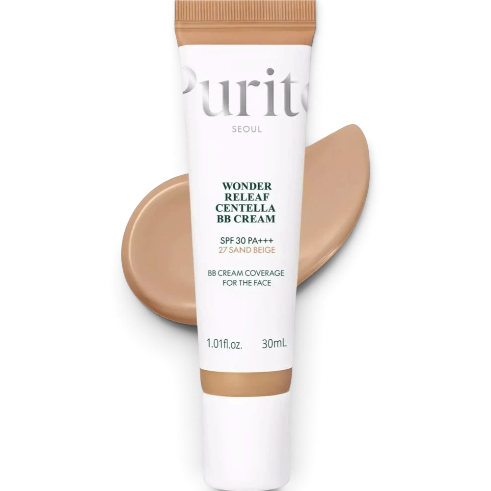 bareskin.lt Purito SEOUL Wonder Releaf Centella BB Cream in shade 13 Neutral Ivory with SPF 30 PA+++ BB kremas su SPF 30 PA+++ apsaugo odą nuo kenksmingų saulės spindulių ir efektyviai maskuoja išsiplėtusias poras bei kitus odos netobulumus