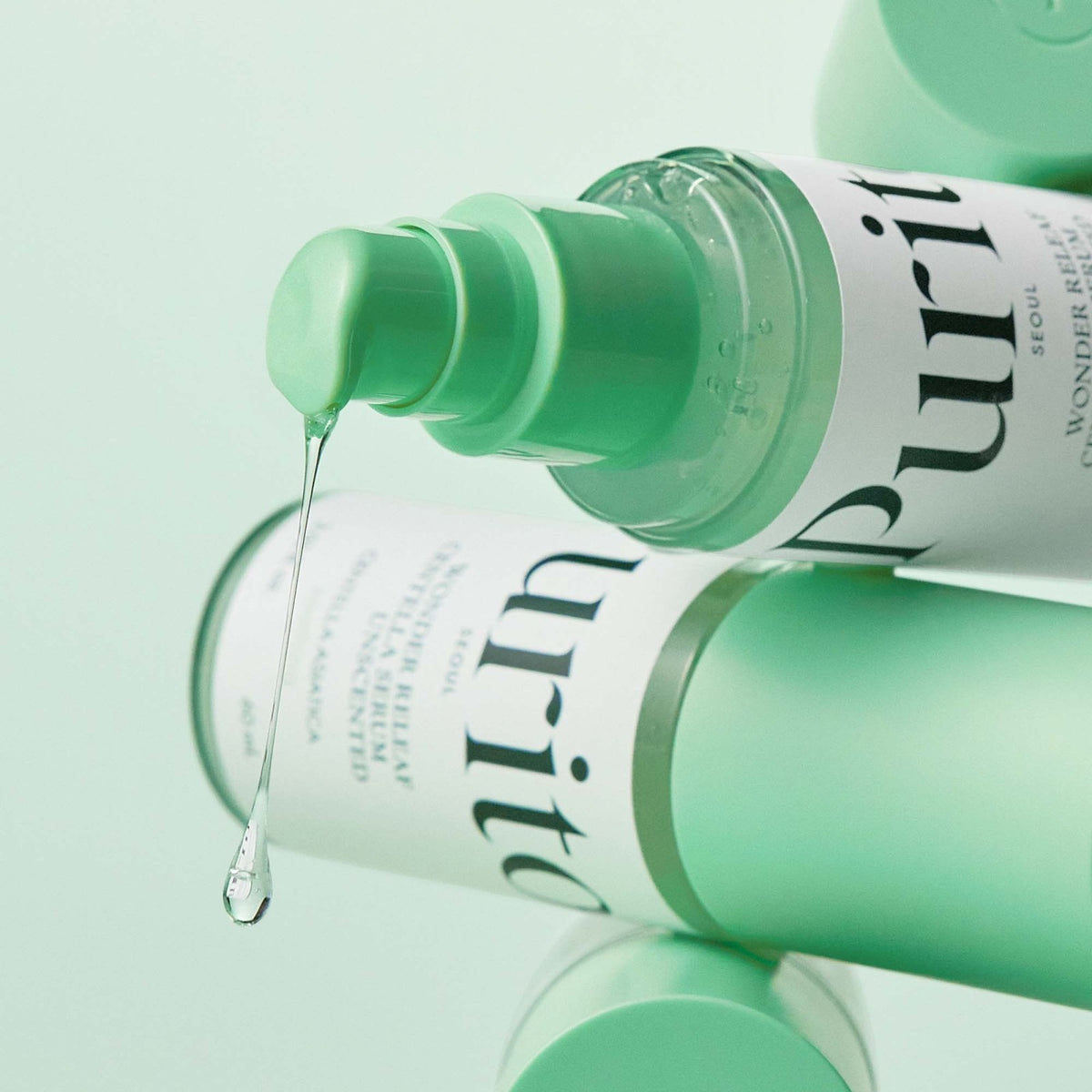 bareskin.lt PURITO SEOUL Wonder Releaf Centella Serum serumas su Centella Asiatica ekstraktu akimirksniu ramina sudirgusią odą ir mažina paraudimą
