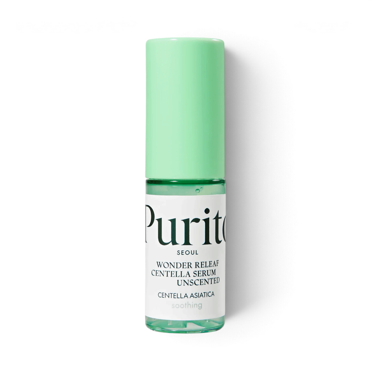 bareskin.lt PURITO SEOUL Wonder Releaf Centella Serum serumas su Centella Asiatica ekstraktu akimirksniu ramina sudirgusią odą ir mažina paraudimą
