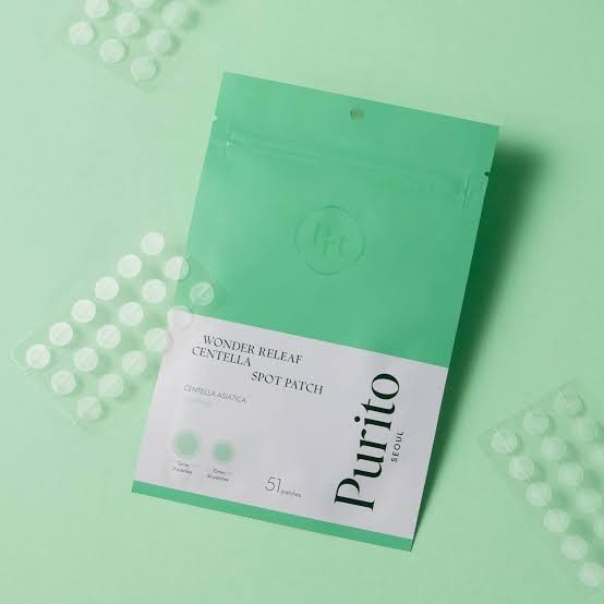 bareskin.lt Purito SEOUL Wonder Releaf Centella hydrocolloid acne spot patches lokalūs pleistrai spuogams, kurie greitai ramina ir gydo problemines odos vietas