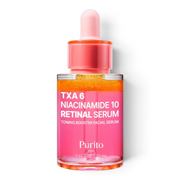 bareskin.lt PURITO SEOUL Niacinamide 10 Retinal Serum veido serumas su niacinamidu, traneksamo rūgštimi (TXA) ir retinaliu, skirtas pigmentacijos požymių ir netolygaus odos tono priežiūrai
