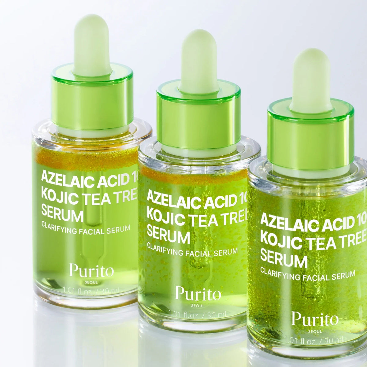 bareskin.lt PURITO SEOUL Azelaic Acid 10 Kojic Tea Tree Serum serumas sukurtas intensyvesnei odos priežiūrai, kai oda linkusi į bėrimus, netolygų atspalvį ar diskomfortą