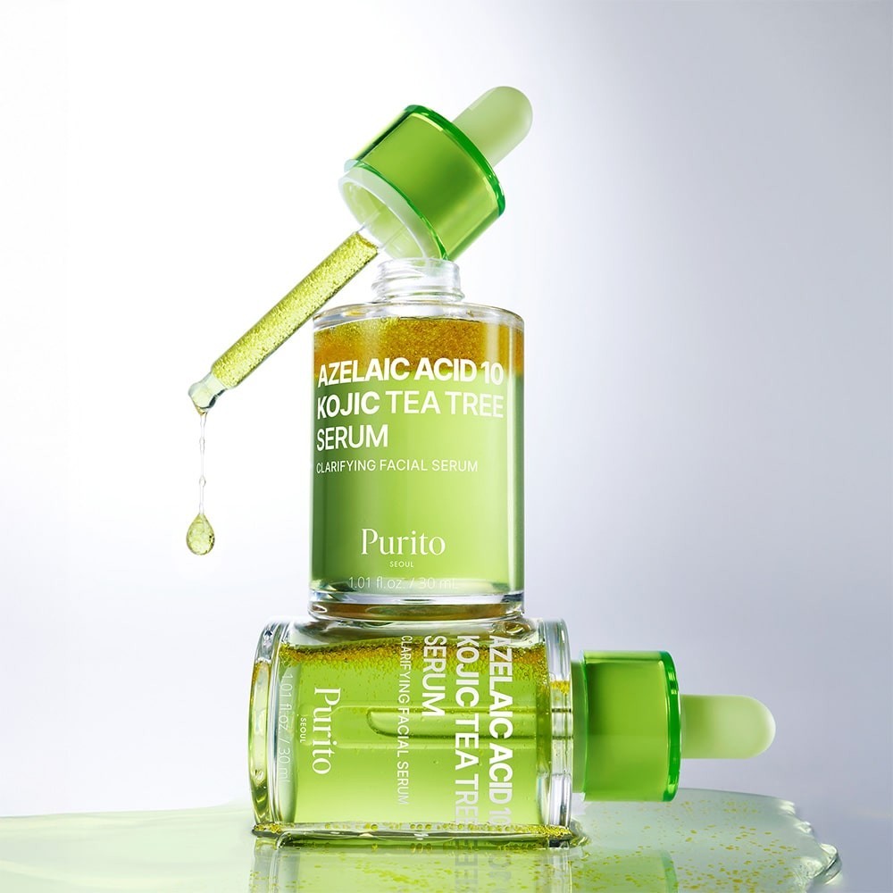 bareskin.lt PURITO SEOUL Azelaic Acid 10 Kojic Tea Tree Serum serumas sukurtas intensyvesnei odos priežiūrai, kai oda linkusi į bėrimus, netolygų atspalvį ar diskomfortą