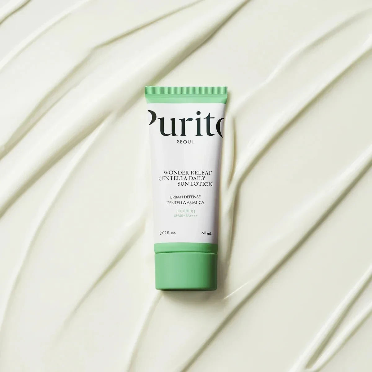 bareskin.lt Purito Seoul Wonder Releaf Centella Daily Sun Lotion SPF50+ lengvos tekstūros kremas su apsauga nuo saulės, pritaikytas kasdieniam naudojimui