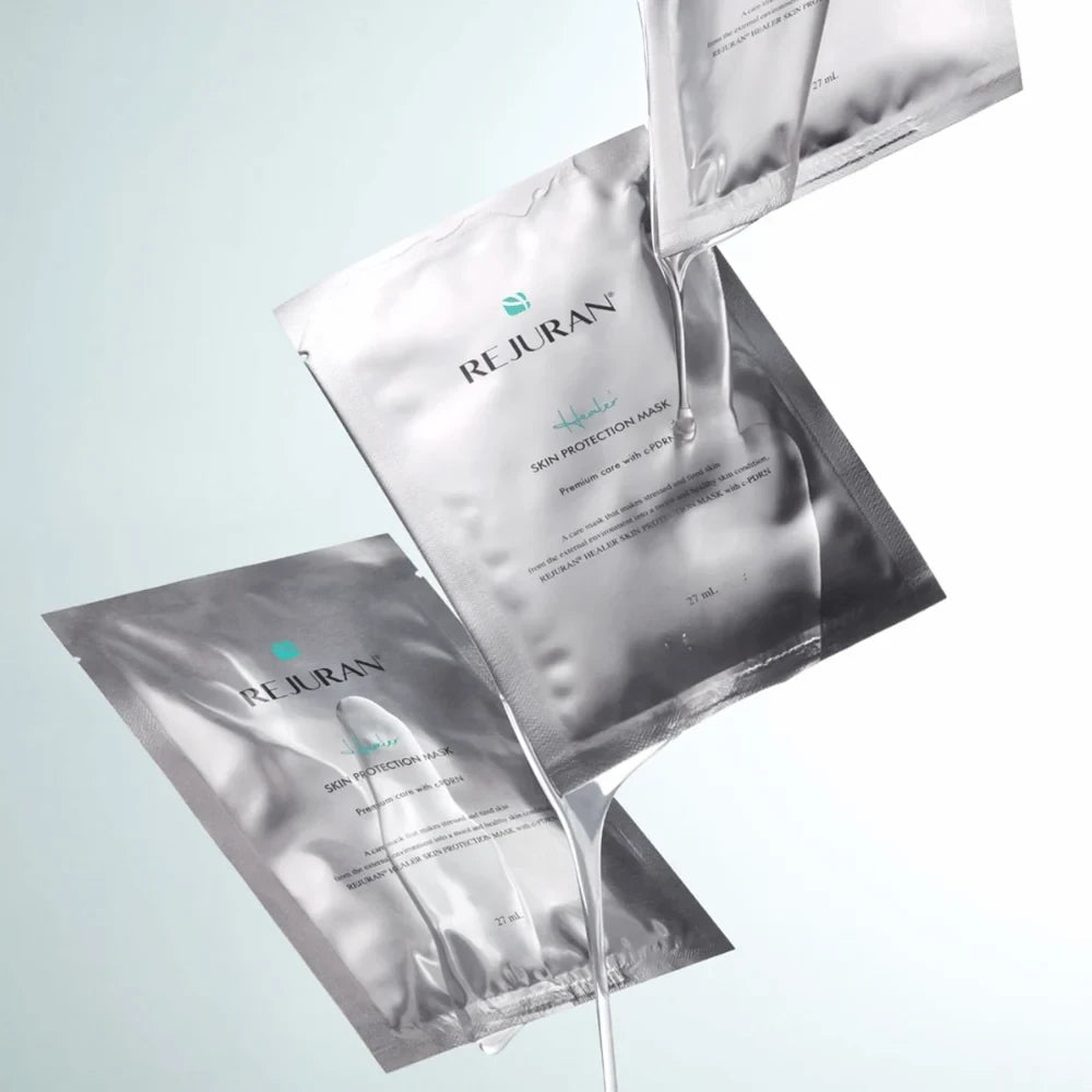 bareskin.lt REJURAN Skin Protection Mask sheet mask packaging with flowing serum essence