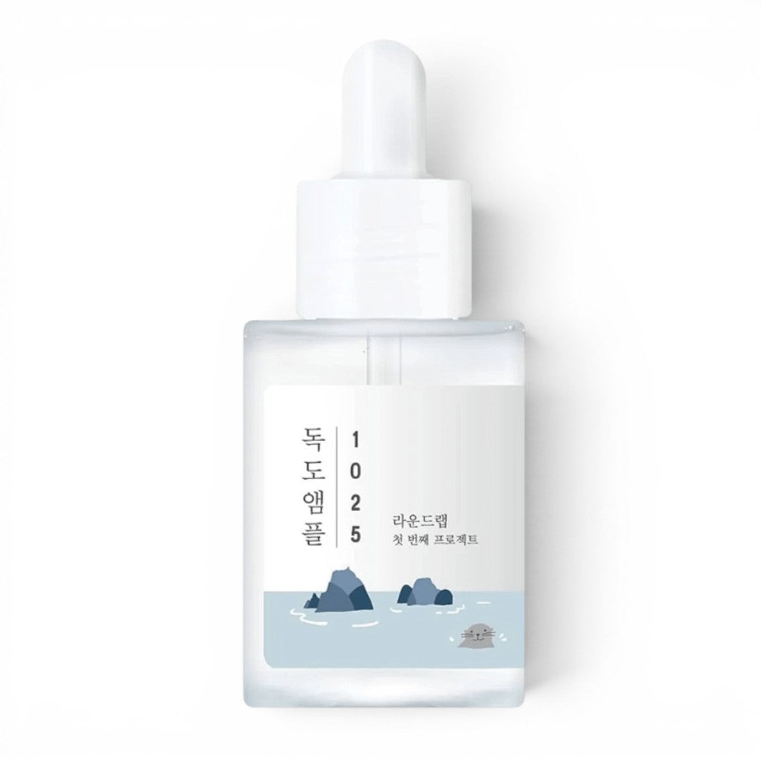 bareskin.lt Round Lab 1025 Dokdo hydrating facial ampoule with dropper in a clear glass bottle