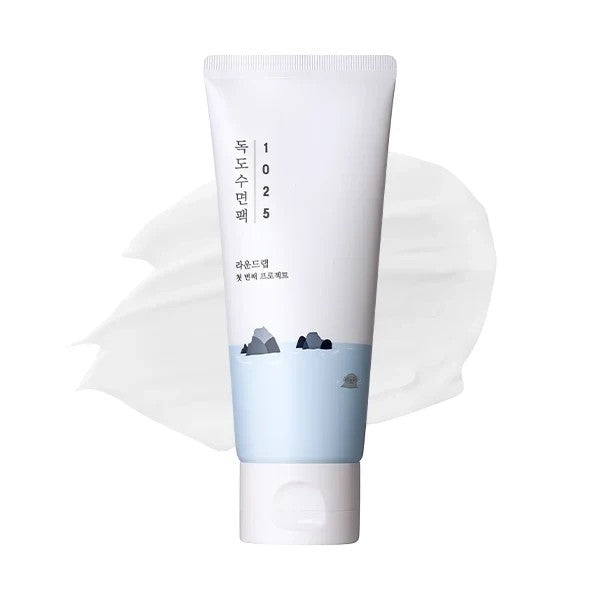 bareskin.lt ROUND LAB 1025 Dokdo sleeping mask in a white tube with a light blue gradient and island illustration