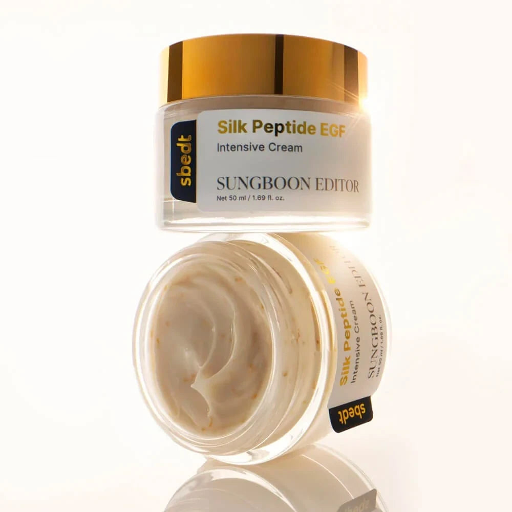 bareskin.lt SUNGBOON EDITOR Silk Peptide EGF Intensive Cream veido kremas, sukurtas odai, kuriai norisi daugiau drėgmės, glotnumo ir puoselėjančios priežiūros