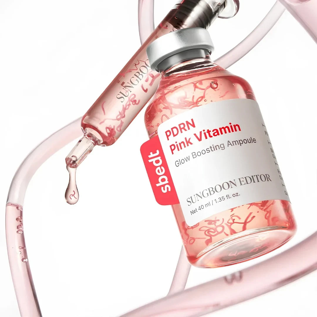 bareskin.lt SUNGBOON EDITOR PDRN Pink Vitamin Glow Boosting Ampoule intensyviai drėkinanti ir stangrinanti veido ampulė su PDRN, niacinamidu, hialurono rūgštimi ir peptidais
