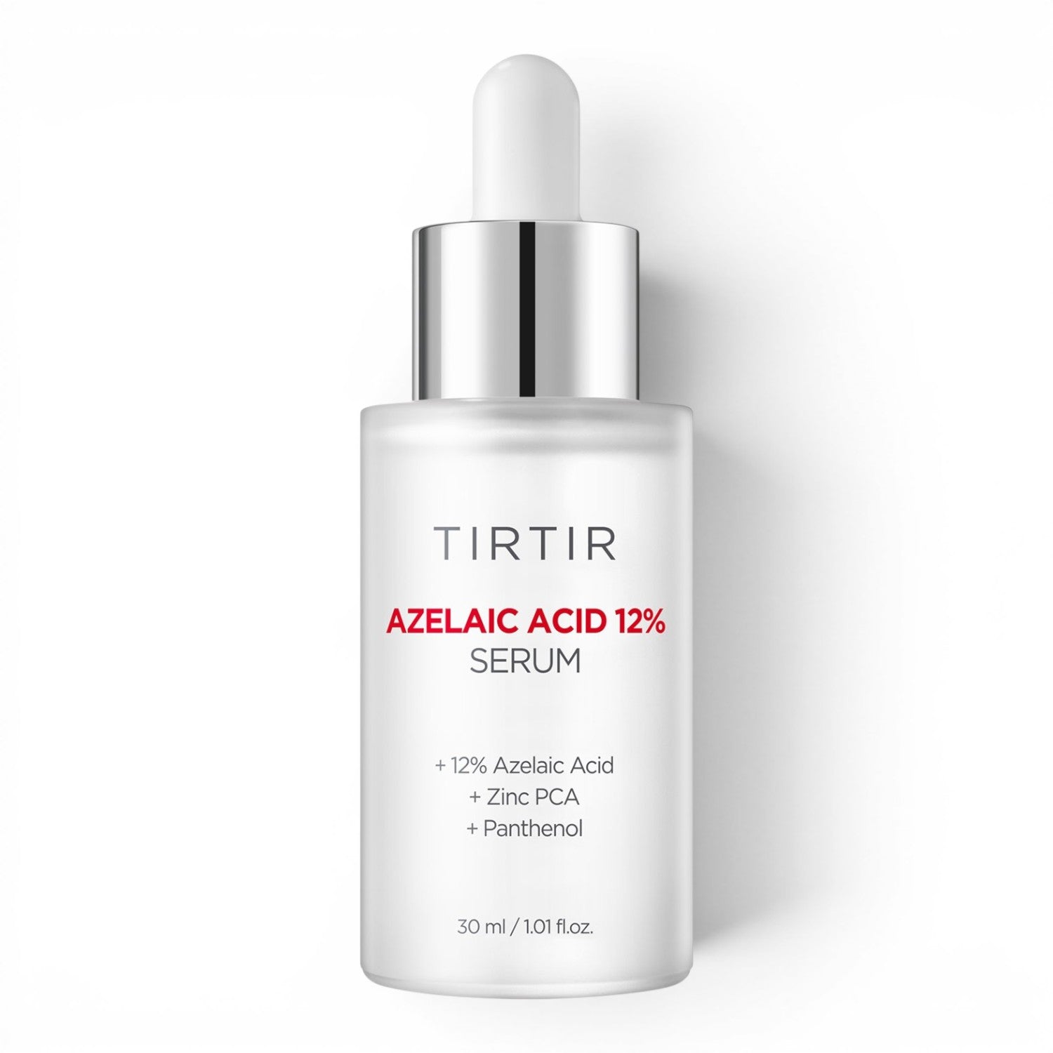 TIRTIR Azelaic Acid 12% Serum in a frosted glass dropper bottle from bareskin.lt for clear and calm skin.