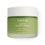 TIRTIR Matcha Calming Cream from bareskin.lt in a green frosted glass jar with a white lid for sensitive skin.