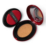 bareskin.lt TIRTIR Mask Fit Red Cushion foundation in a glossy red compact case with an applicator puff and mirror.