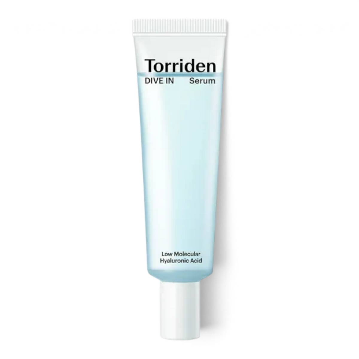 bareskin.lt Torriden DIVE-IN Low Molecule Hyaluronic Acid Serum in a light blue squeeze tube for deep hydration