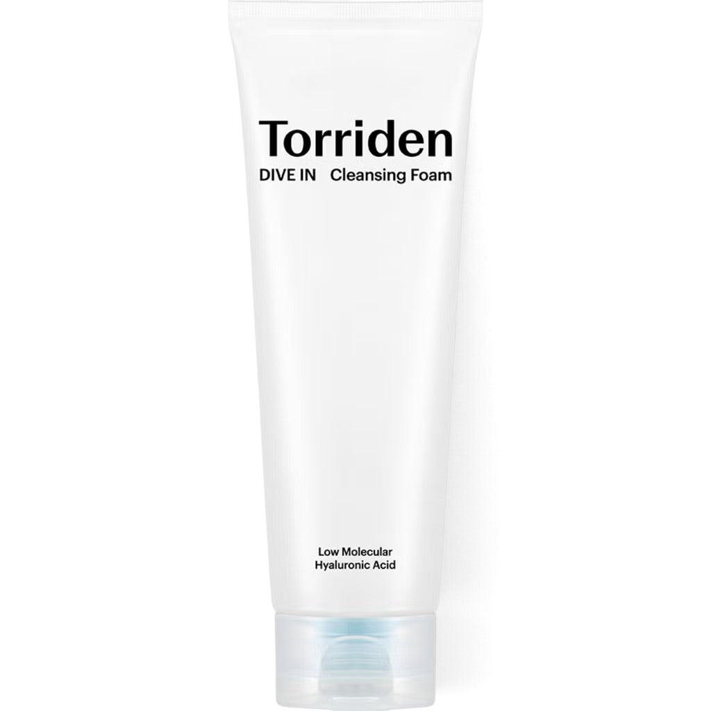 bareskin.lt Torriden DIVE IN Low Molecular Hyaluronic Acid Cleansing Foam in a white squeeze tube
