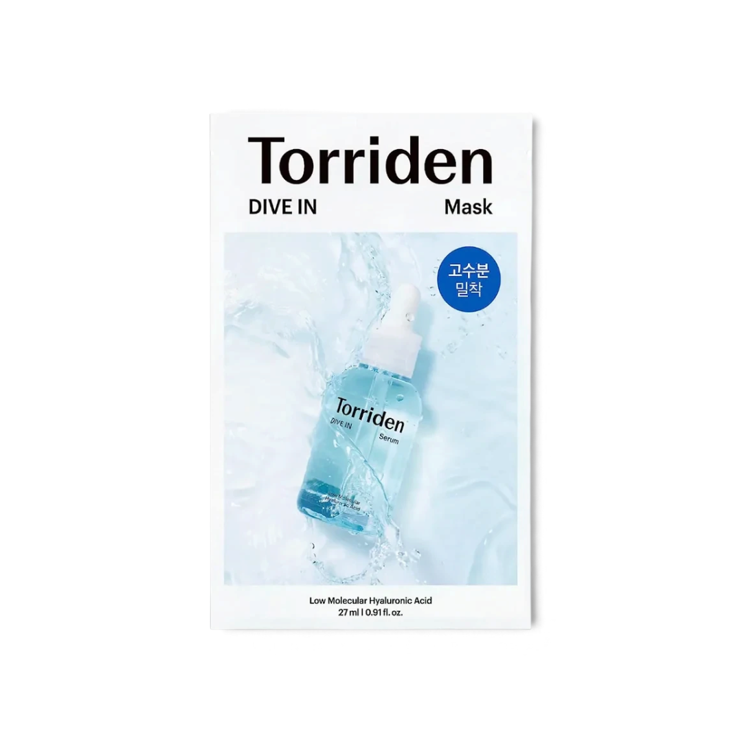 bareskin.lt Torriden DIVE-IN Low Molecule Hyaluronic Acid sheet mask hialurono rūgštis veido kaukėje yra pilna serumo, kuris suteikia gilų ir ilgalaikį drėkinimą