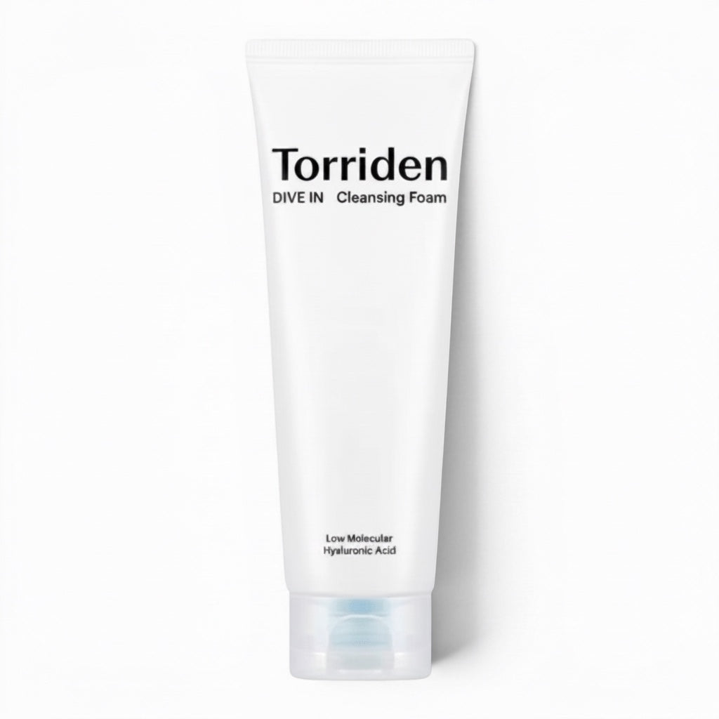 Torriden DIVE IN Low Molecular Hyaluronic Acid Cleansing Foam in a white tube from bareskin.lt