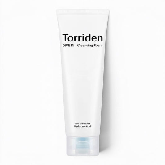 Torriden DIVE IN Low Molecular Hyaluronic Acid Cleansing Foam in a white tube from bareskin.lt