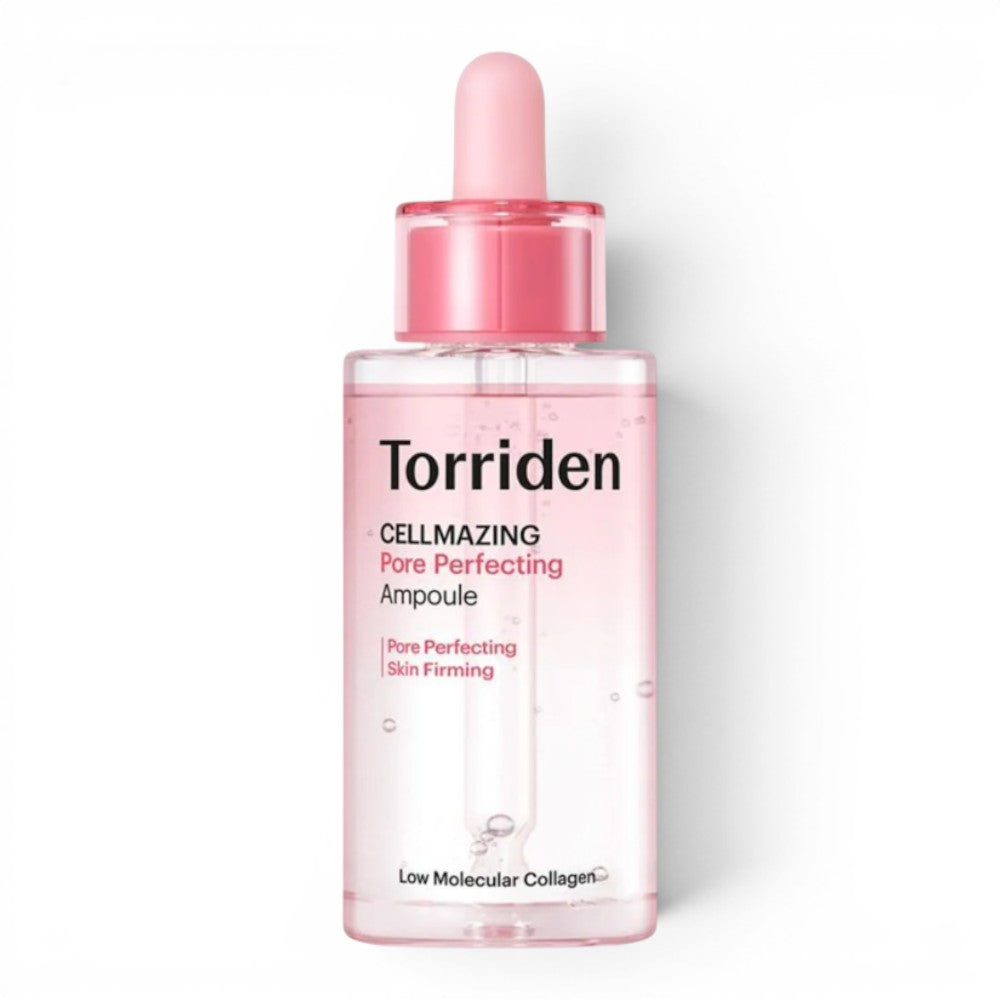 bareskin.lt Torriden Cellmazing Pore Perfecting Ampoule veido serumas su kolageno kompleksu, peptidais ir hialurono rūgštimi, skirtas brandžios ir dehidratuotos odos kasdienei priežiūrai