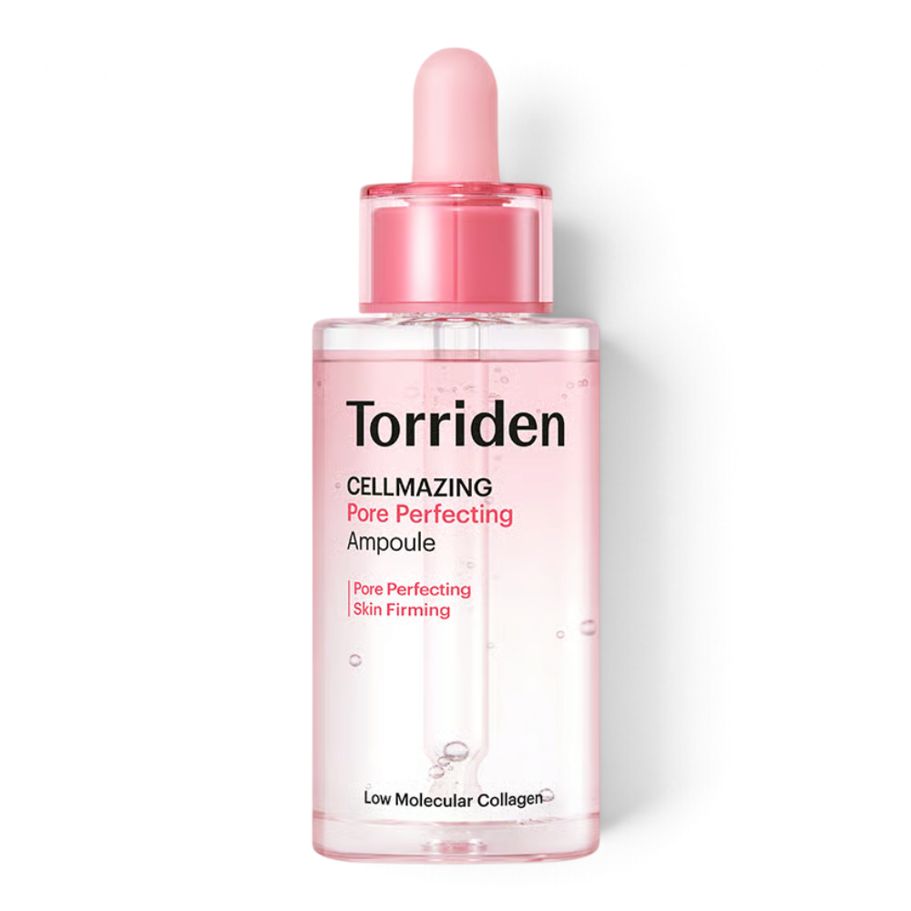 bareskin.lt Torriden Cellmazing Pore Perfecting Ampoule veido serumas su kolageno kompleksu, peptidais ir hialurono rūgštimi, skirtas brandžios ir dehidratuotos odos kasdienei priežiūrai
