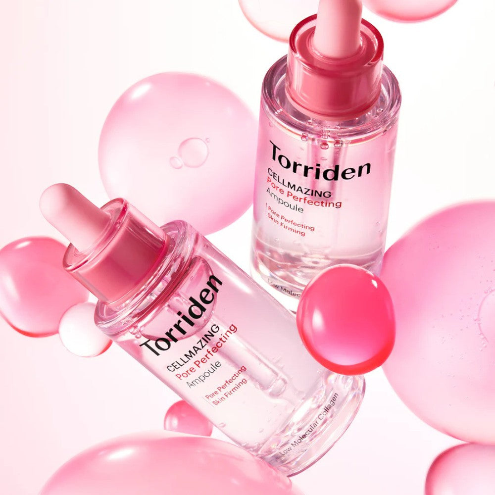 bareskin.lt Torriden Cellmazing Pore Perfecting Ampoule veido serumas su kolageno kompleksu, peptidais ir hialurono rūgštimi, skirtas brandžios ir dehidratuotos odos kasdienei priežiūrai