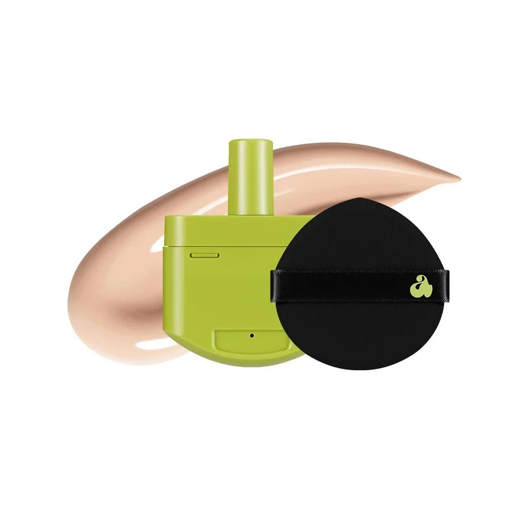 bareskin.lt UNLEASHIA Satin Wear Healthy-Green Cushion foundation Cushion makiažo pagrindas su niacinamidu, bakučioliu ir skvalanu padeda sukurti tolygų, natūraliai atrodantį odos padengimą ir suteikia gaivios bei glotnios odos įspūdį