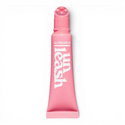 bareskin.lt UNLEASHIA Sunset Dazzle Gloss Balm in a pink squeeze tube with a mirror-shine finish
